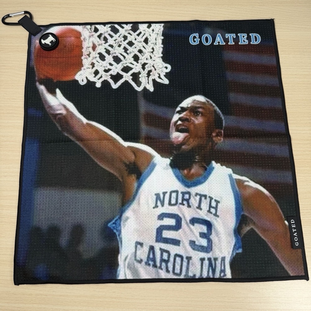 GOATED GOLF TOWEL 18x18 Magnet Clip Michael Jordan #23 North Carolina Tar Heels